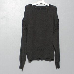 Revolve Riller & Fount Marty Gray Fringe Sweater Women's Small Long Sleeve Top